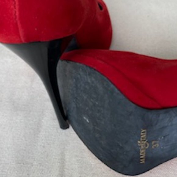 Italian Made - Red Suede - Heels - Picture 3 of 4